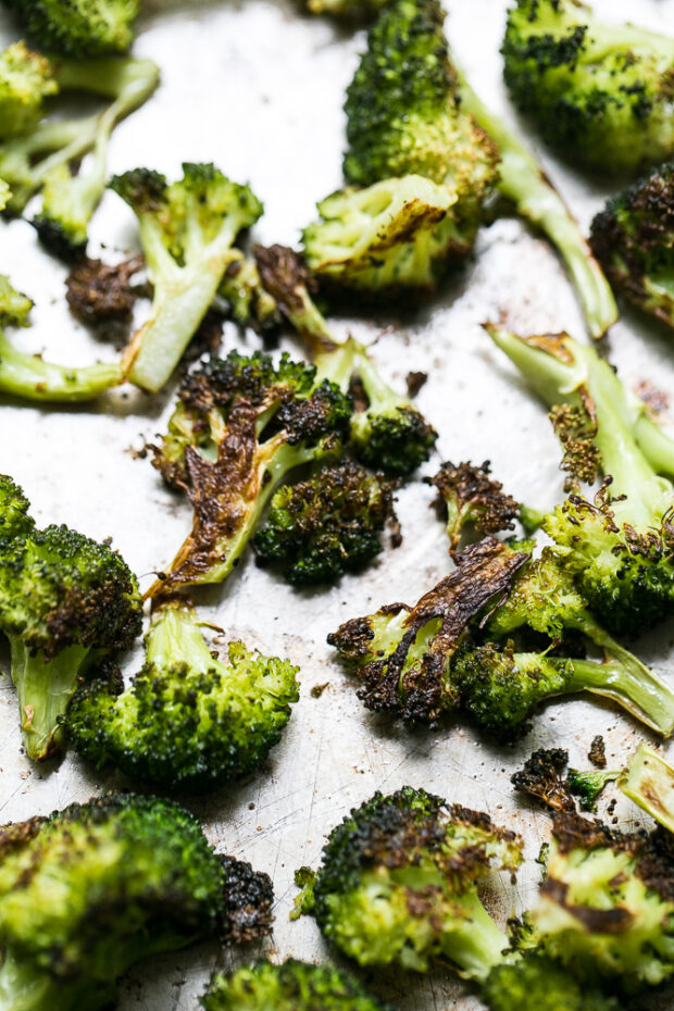 Don't crowd the pan when roasting broccoli and you'll get perfectly roasted peices.