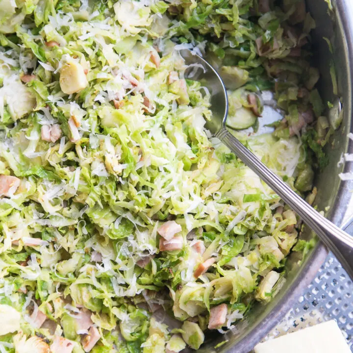 Quick Ham & Brussels Sprout Hash