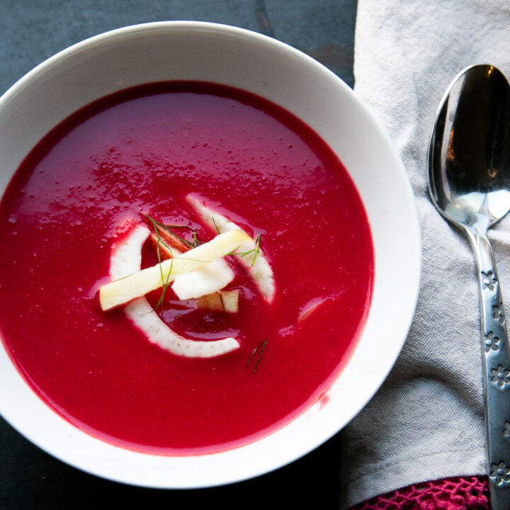 Instant Pot Beet Soup with Apple-Fennel Slaw