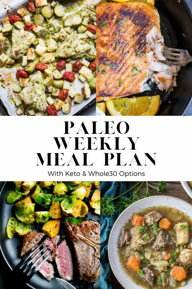 FREE weekly paleo meal plan with easy healthy dinner ideas.