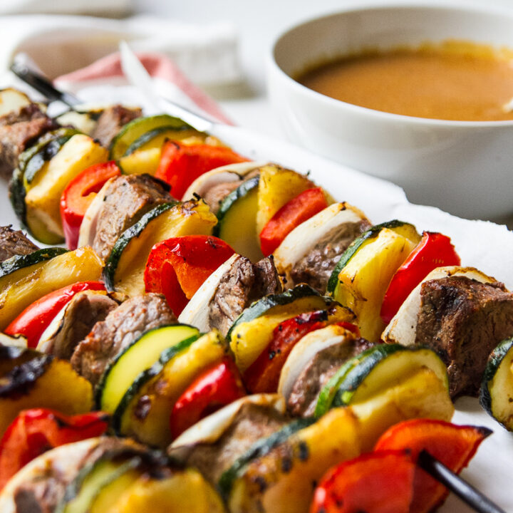 Thai Steak Kebobs with Coconut Curry Sauce