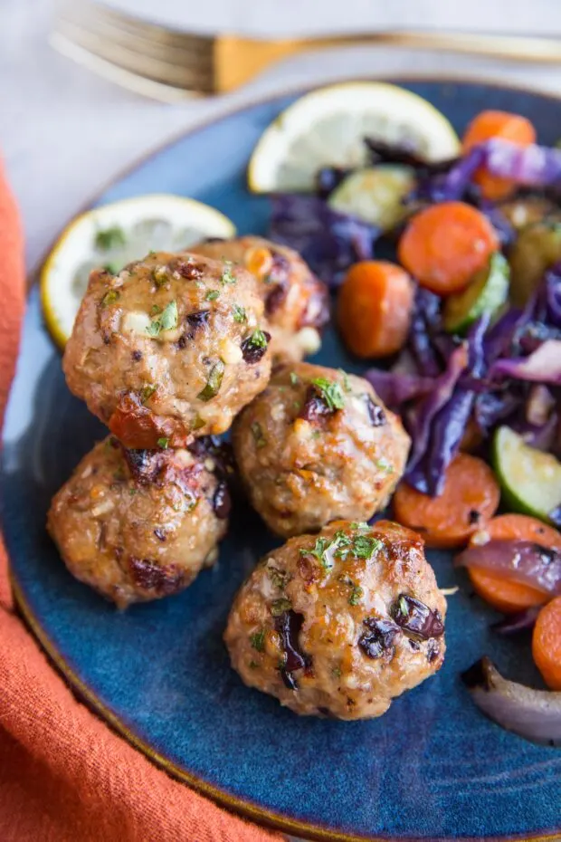 Mediterranean Baked Turkey Meatballs