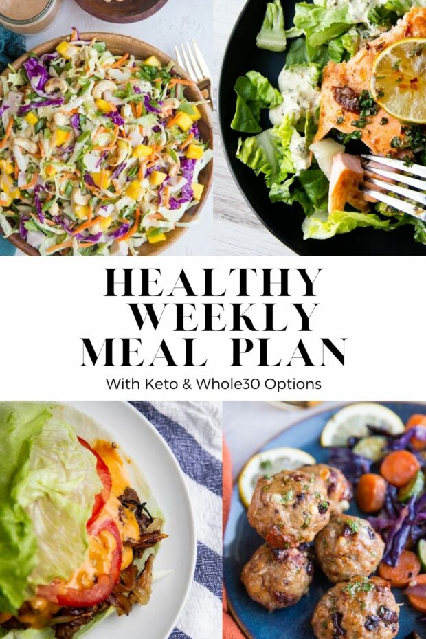 Healthy Weekly Meal Plan -- Week 25. Lots of delicious (mostly) paleo dinner recipes and a tasty dessert!