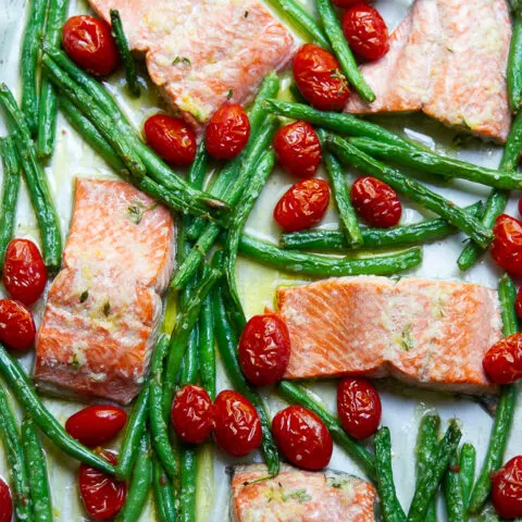 Garlic Butter Salmon Sheet Pan Meal