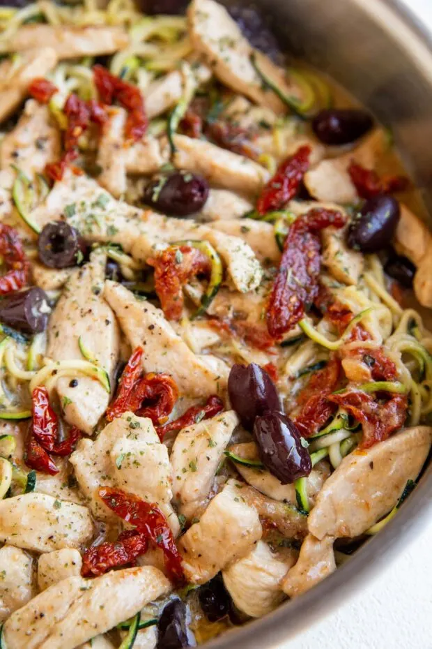 Creamy Mediterranean Chicken & Zucchini Noodles