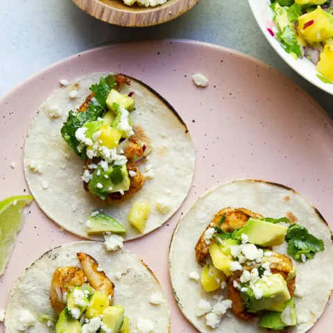 Grilled Shrimp Tacos with Pineapple Avocado Salsa