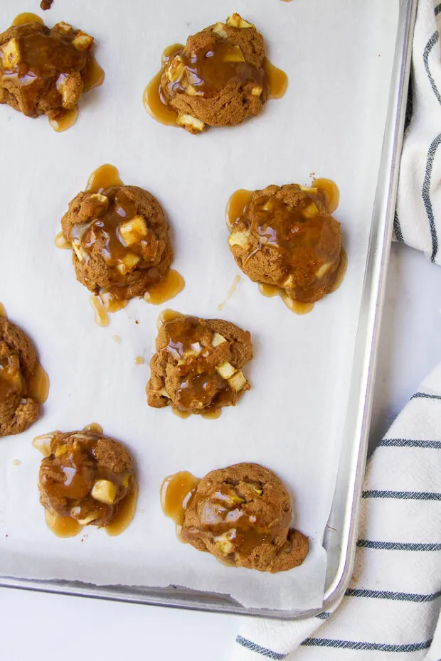 Finished apple cookies covered in maple glaze.