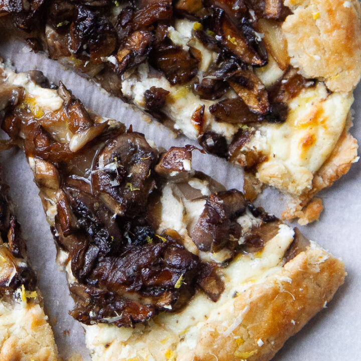 Mushroom Galette with Goat Cheese & Caramelized Onions