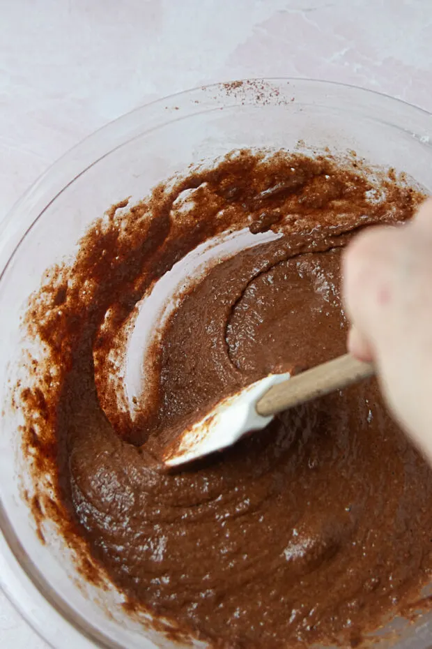 Chocolate paleo pancake batter is finished! Looks like brownie batter.