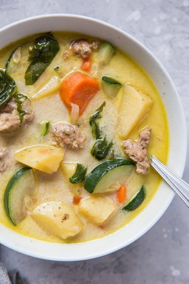 Healthy Ground Turkey Soup with Vegetables.