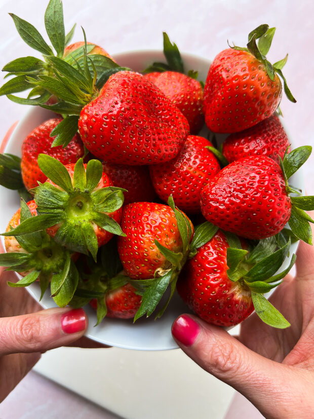 Bowl of fresh strawberries.