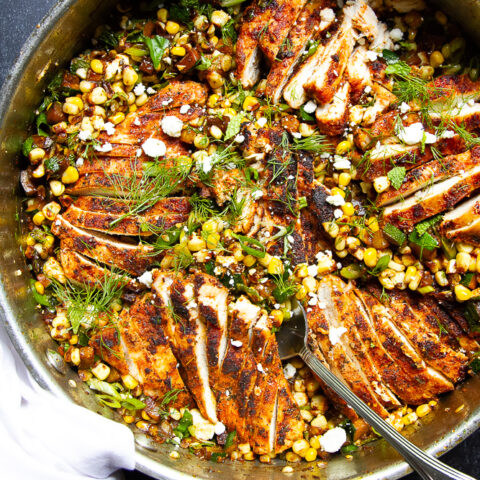 Blackened Chicken with Sautéed Corn and Zucchini