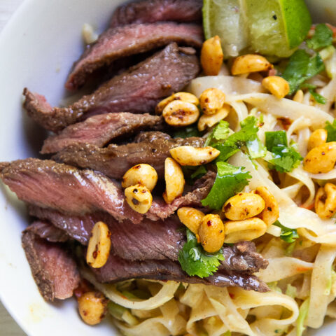 Cold Thai Noodles With Peanut Sauce and Steak