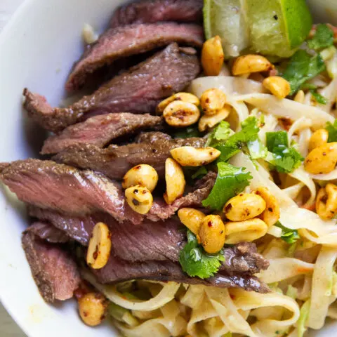 Cold Thai Peanut Noodles with Steak