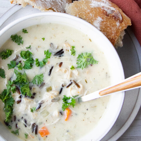 Creamy Slow Cooker Chicken and Wild Rice Soup (Easy and Gluten