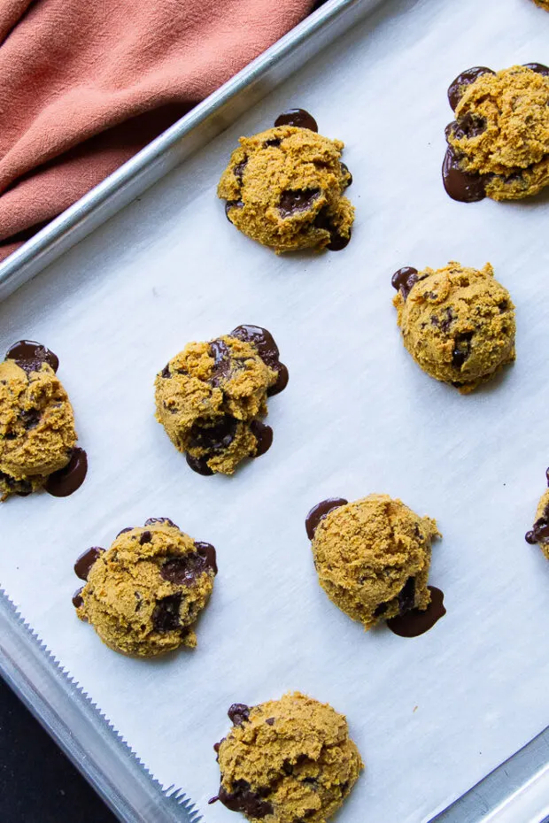 Another shot of the finished cookies on the parchment.