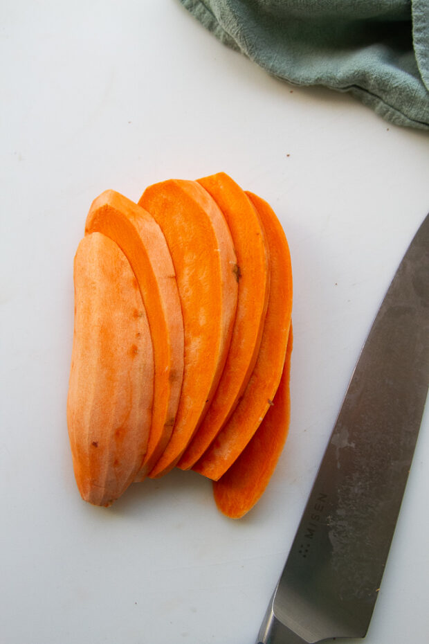 Sweet potato cut into 1/2 inch planks.