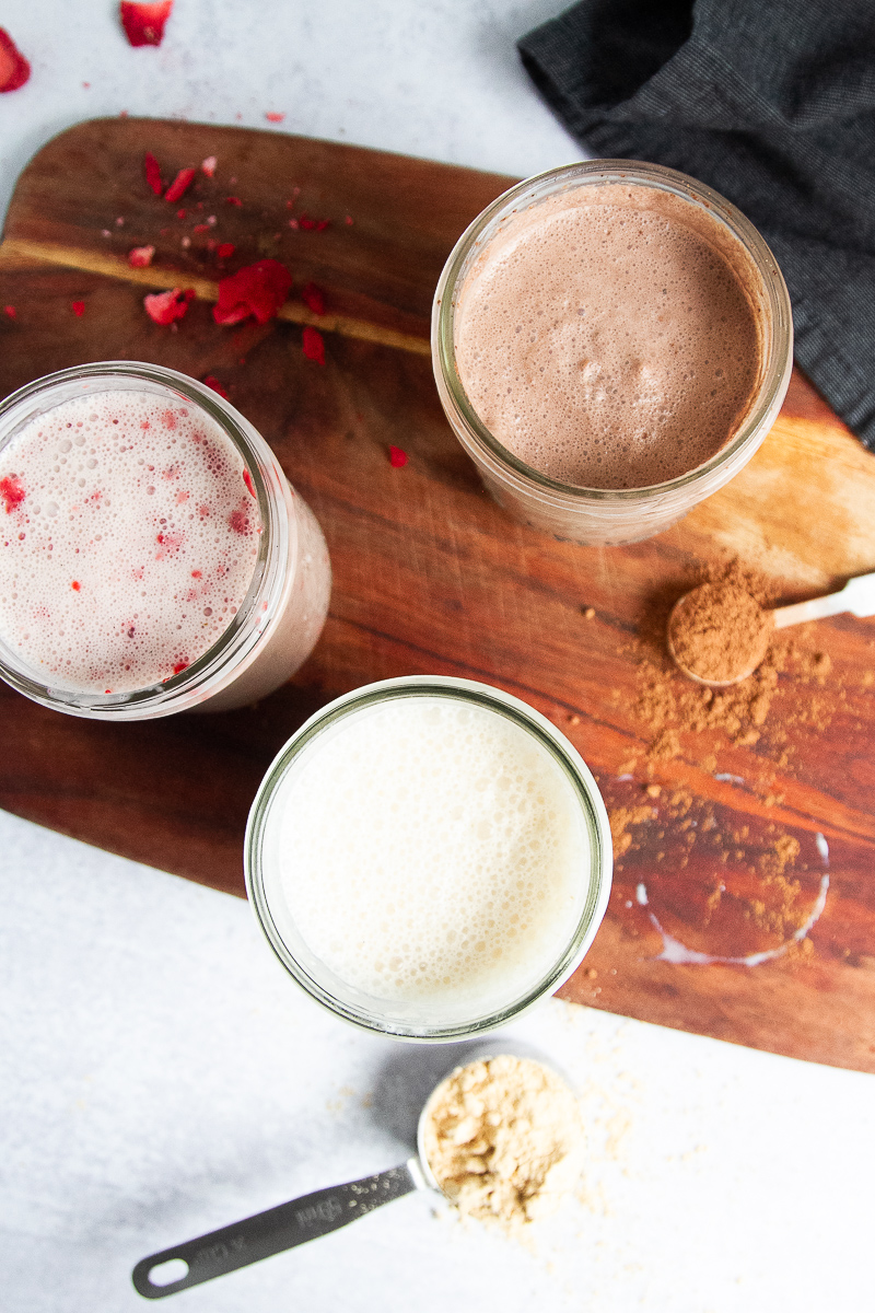 Variations on creamer: mocha, peanut butter, and strawberry.