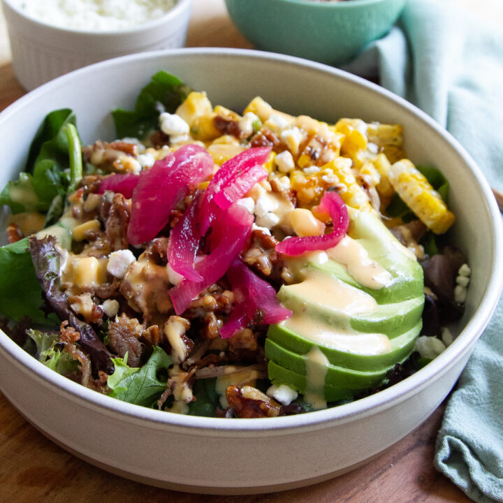 Pulled Pork Salad with Mango Chipotle Vinaigrette